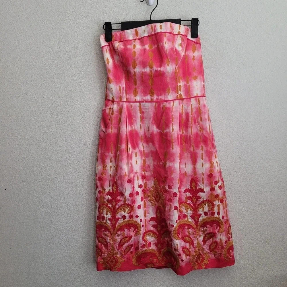 Anthropologie Beth Bowley Women's Mini Dress 4 Multicolor Silk Blend Embroidered